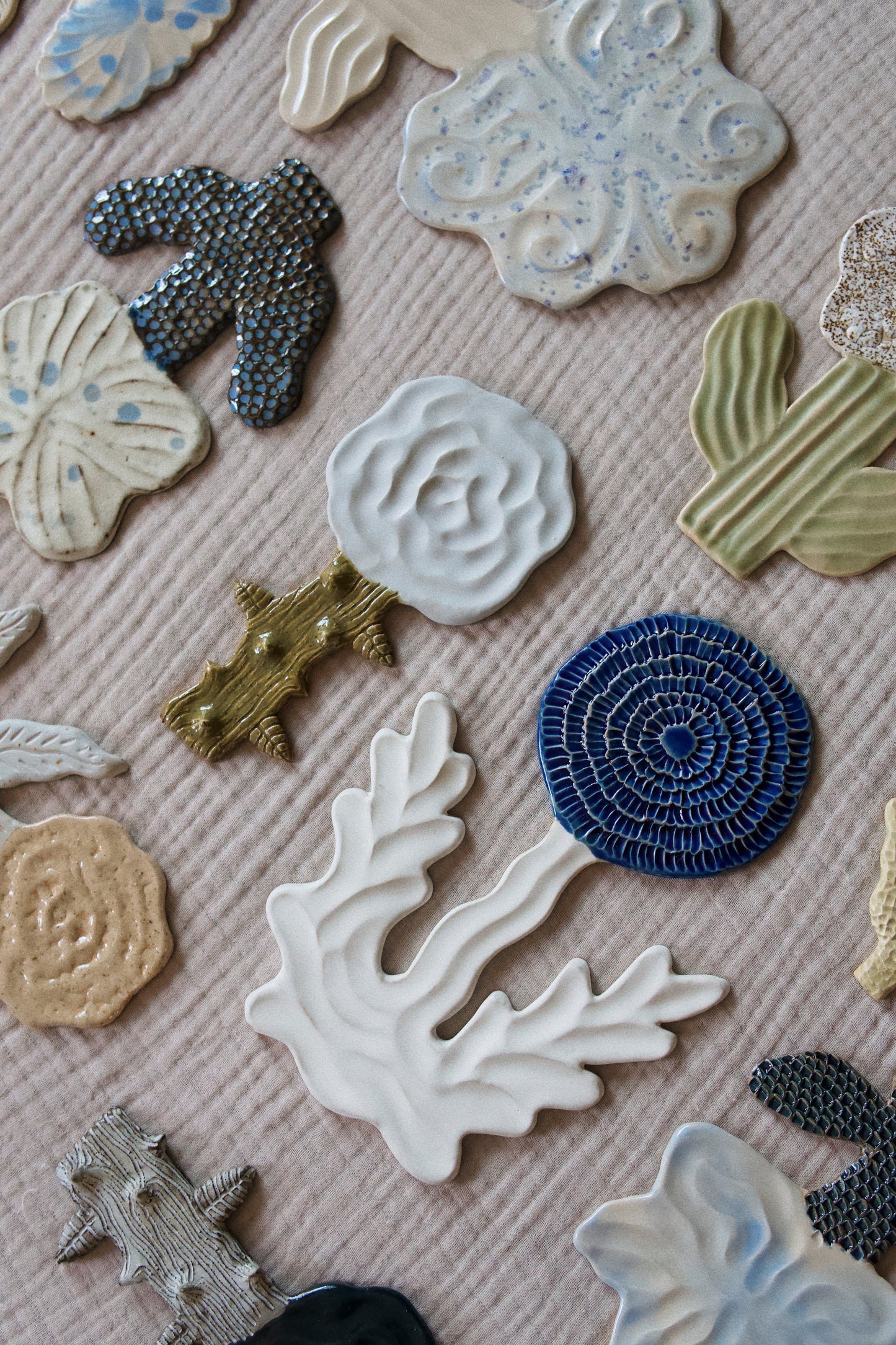 Flower White & Blue Dots