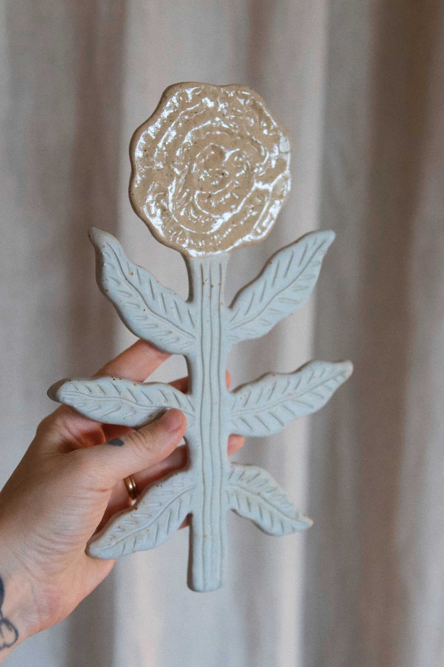 Large Flower Shiny Ash & Baby Blue