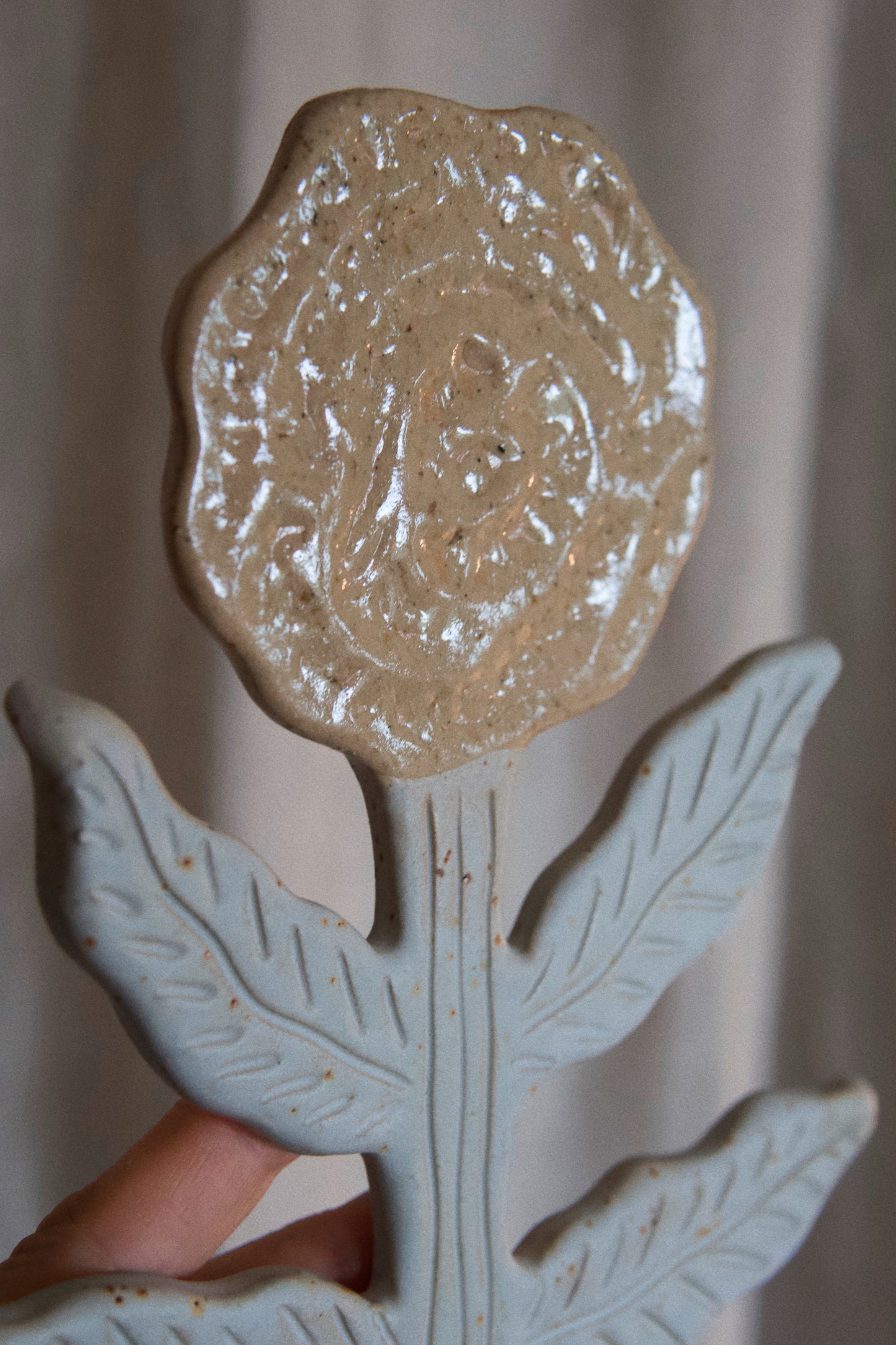 Large Flower Shiny Ash & Baby Blue