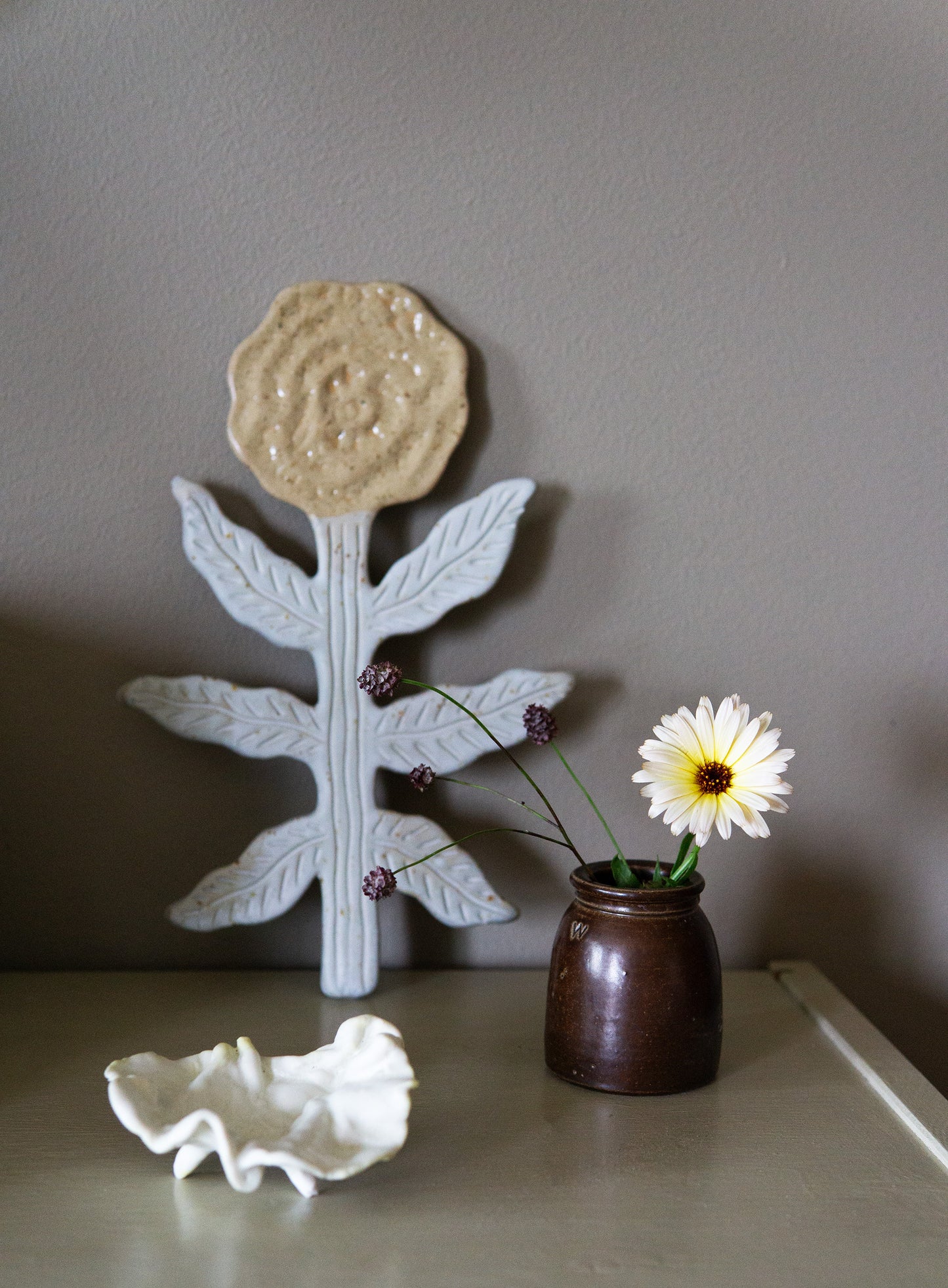 Large Flower Shiny Ash & Baby Blue