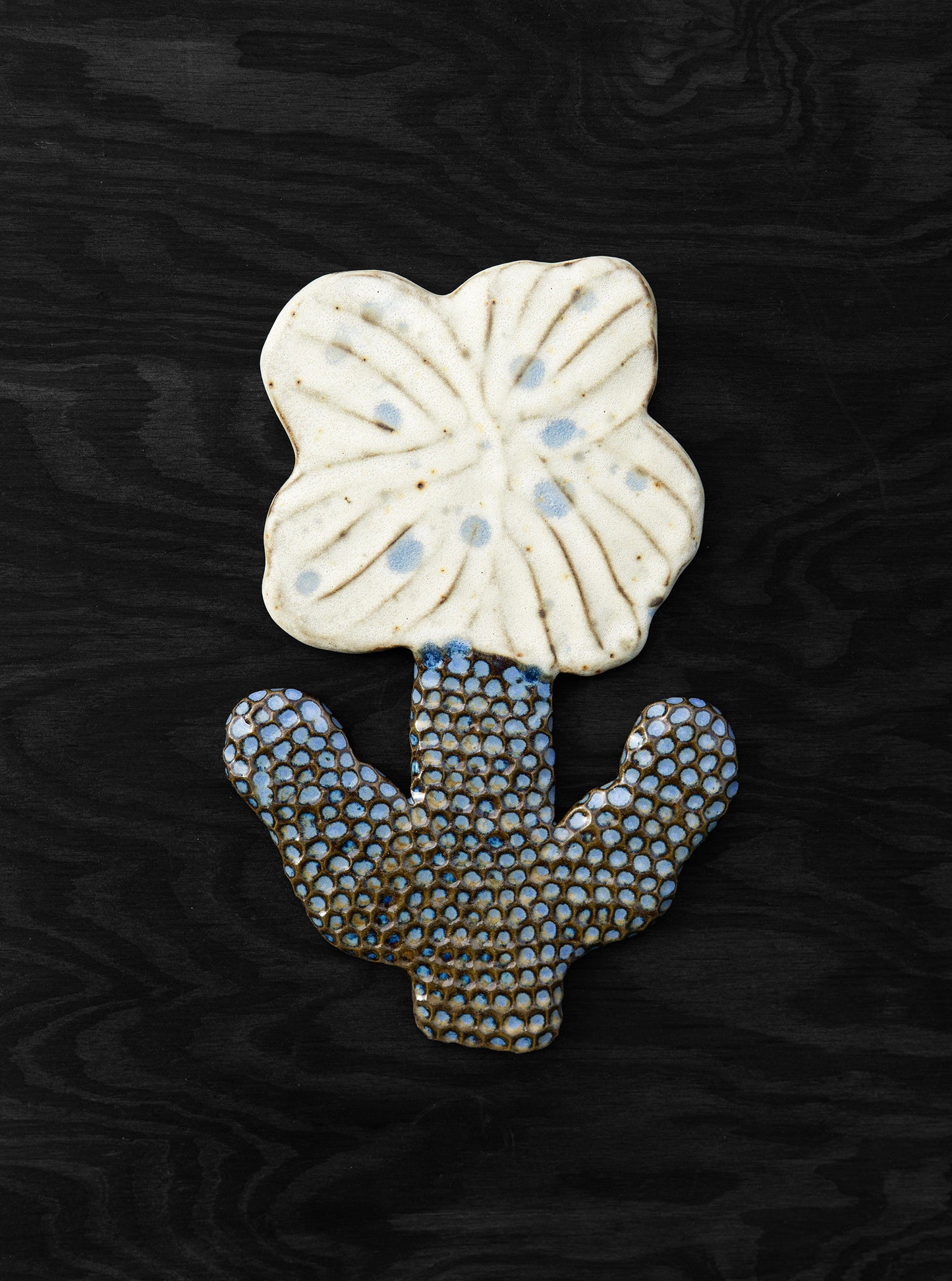 Flower White & Blue Dots