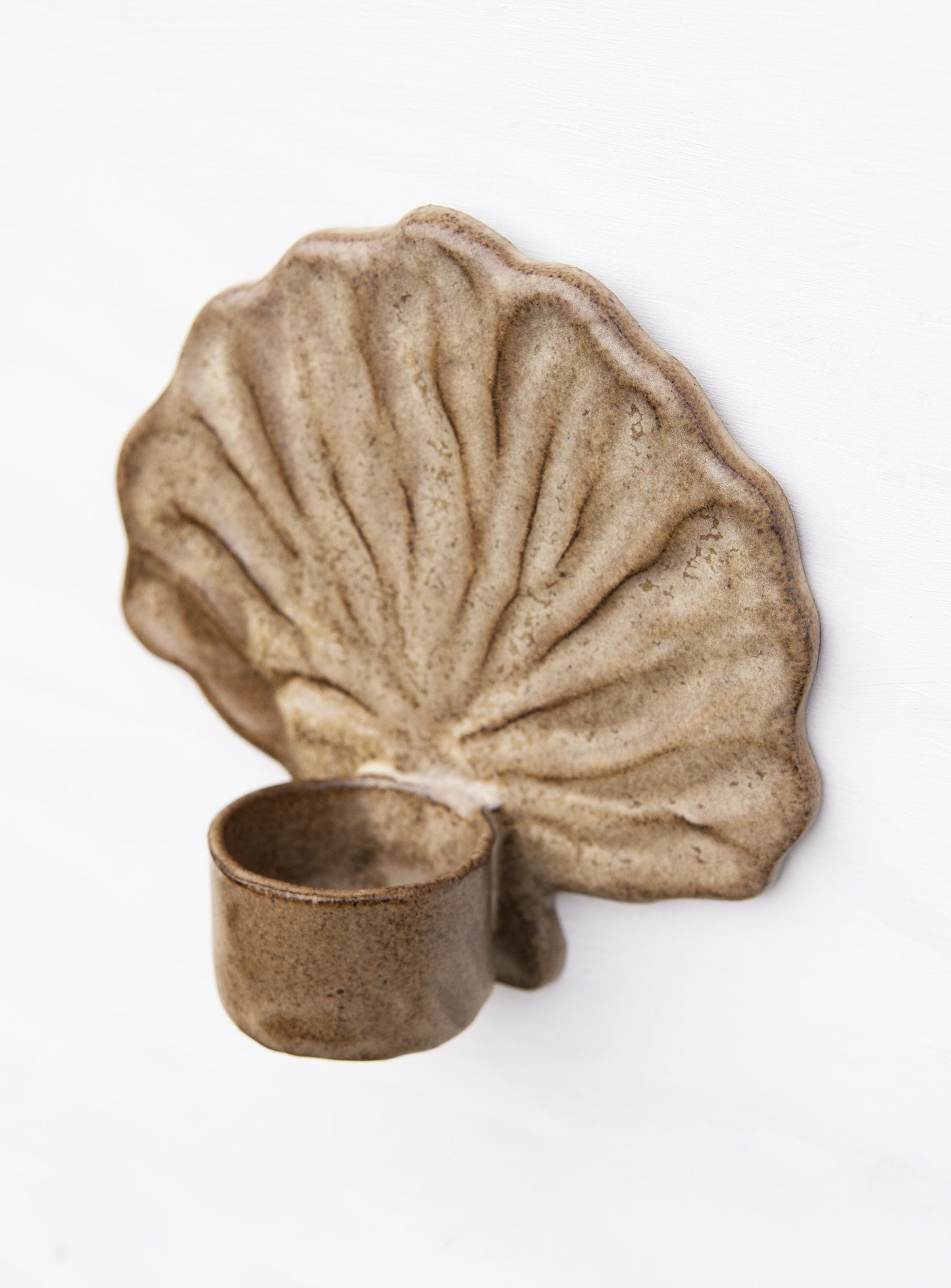 Candle Holder Shell Frosty Brown