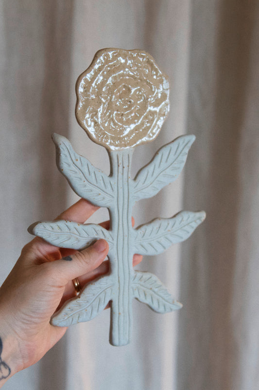 Large Flower Shiny Ash & Baby Blue