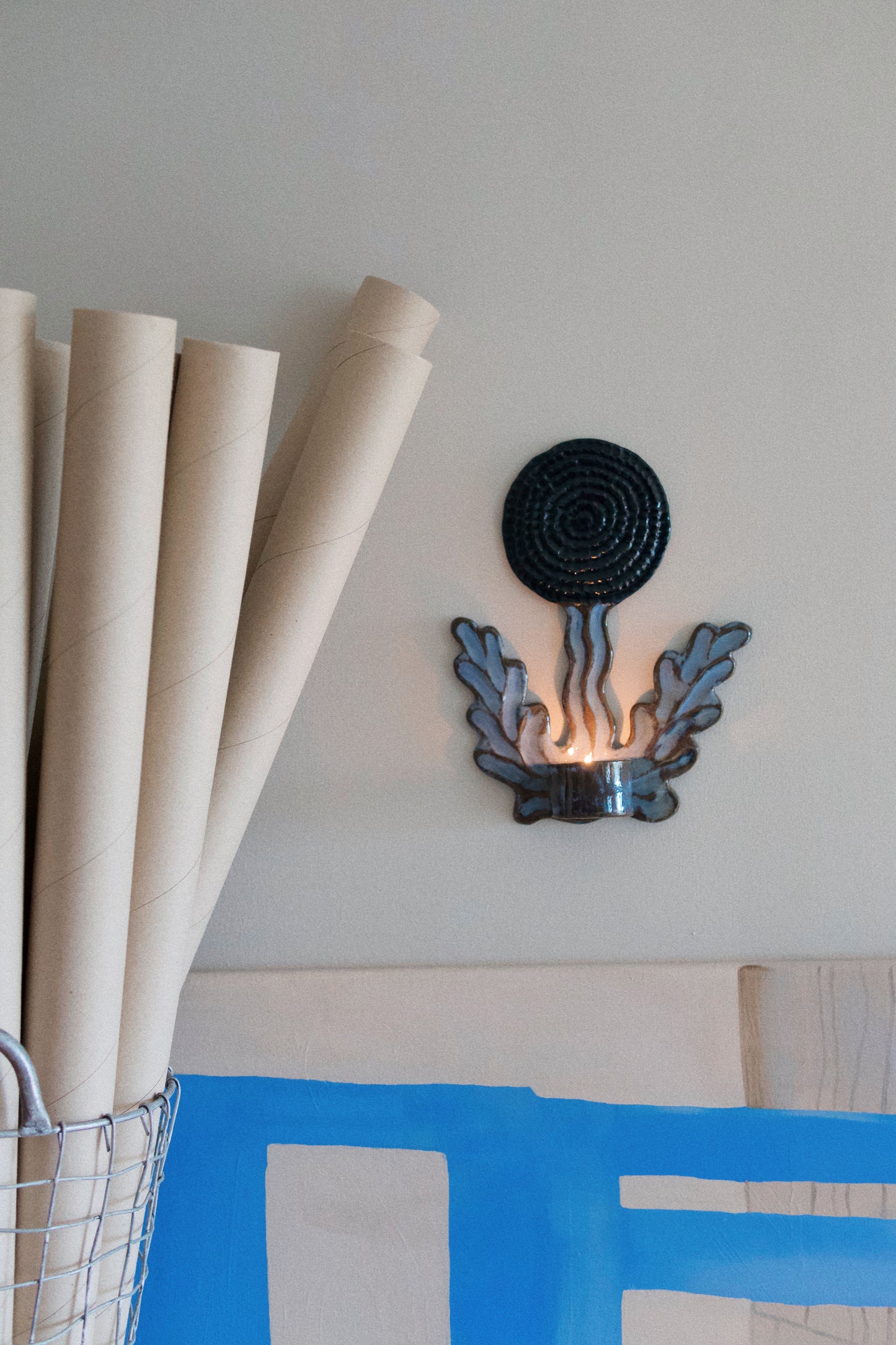 Candle Holder Dandelion Blue & Blue