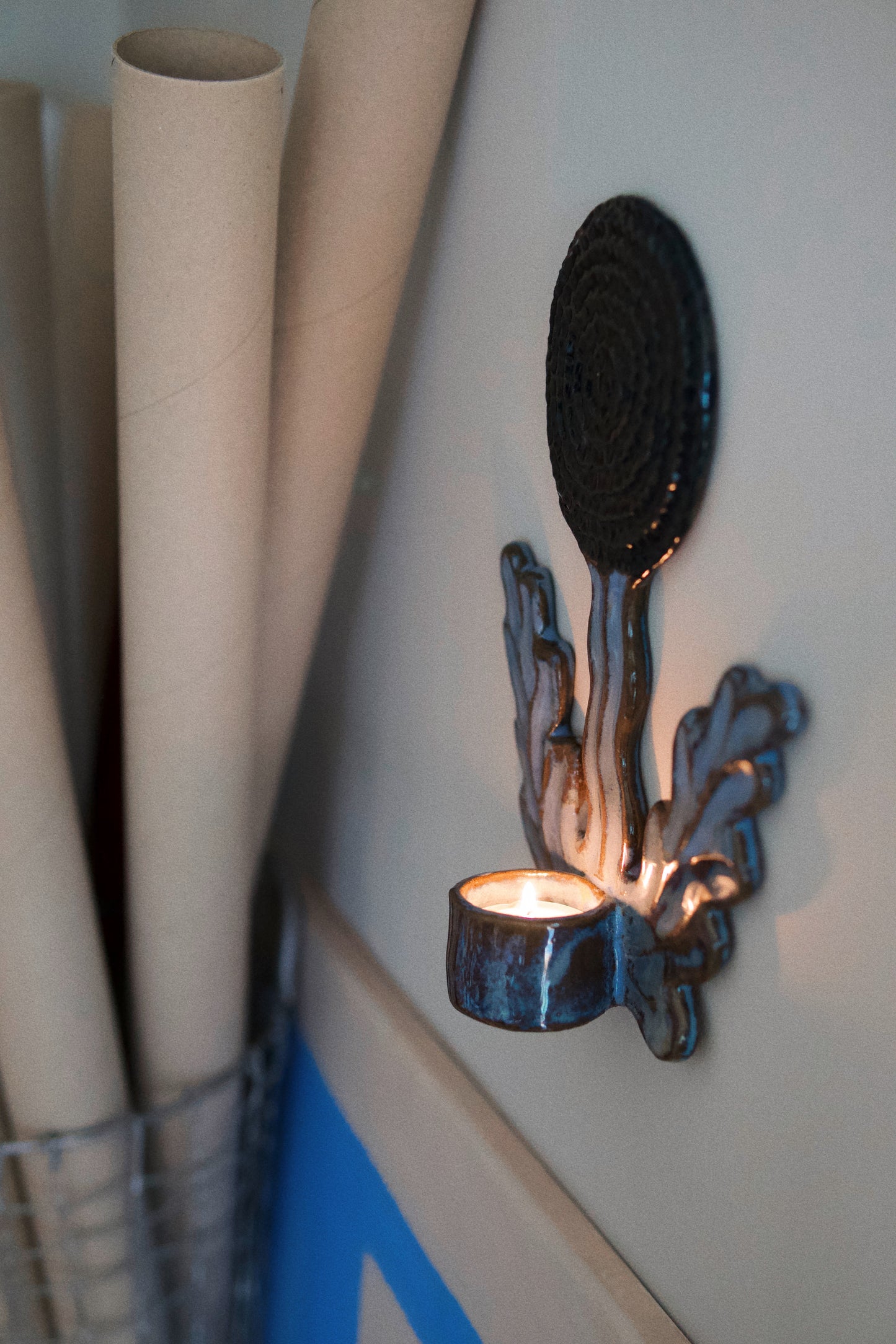 Candle Holder Dandelion Blue & Blue