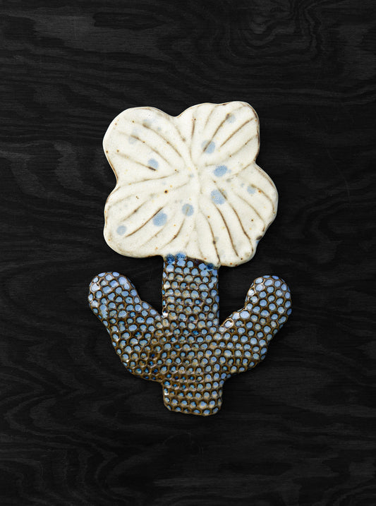 Flower White & Blue Dots