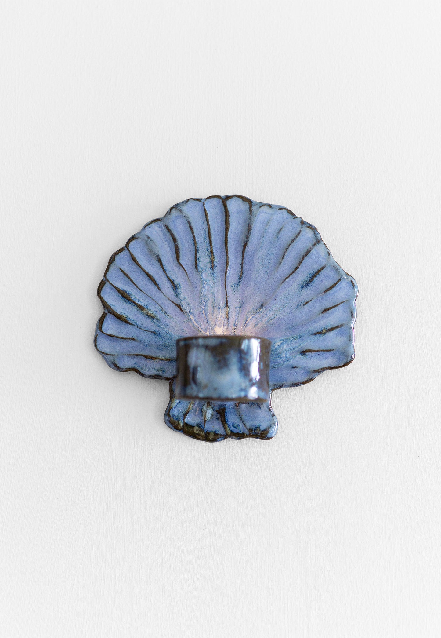 Shell Candle Holder Blue