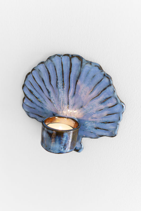 Shell Candle Holder Blue