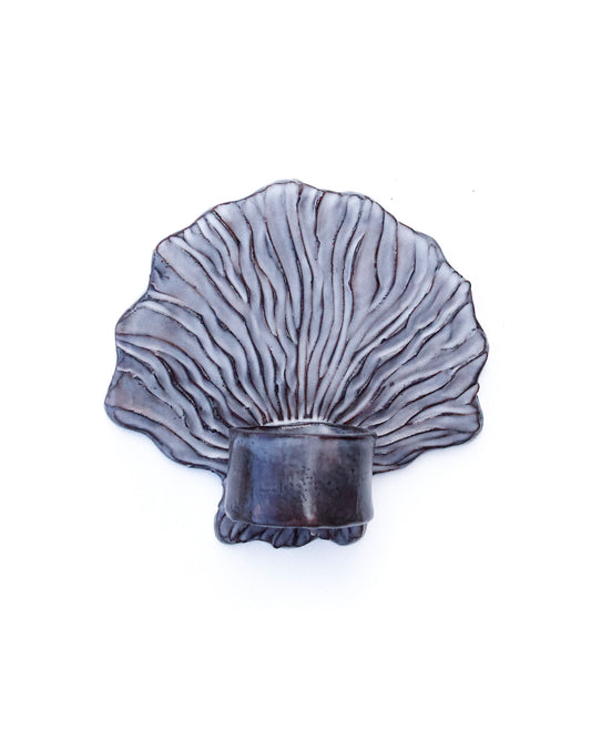 Shell Candle Holder Grey