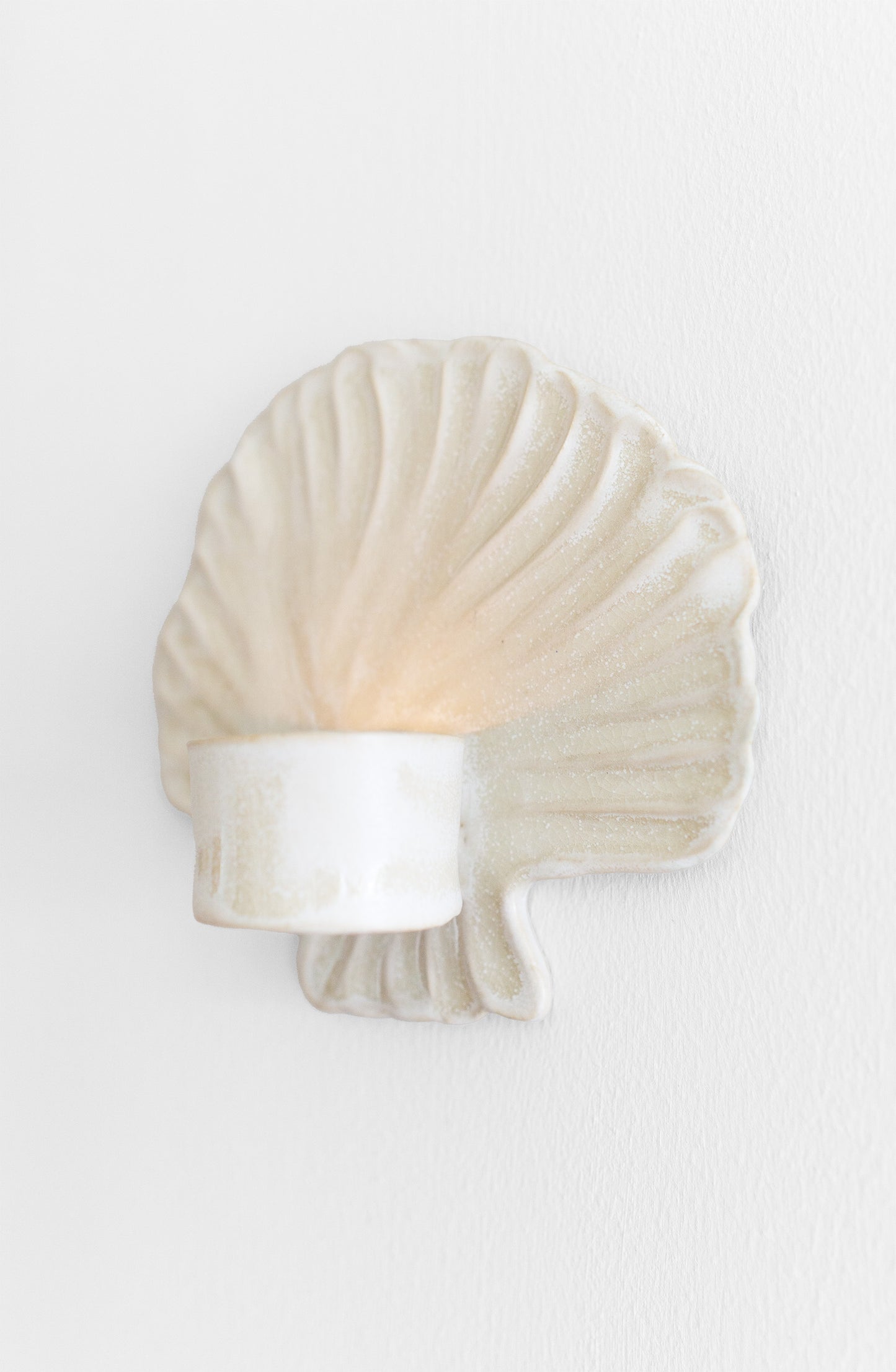 Shell Candle Holder White Frost