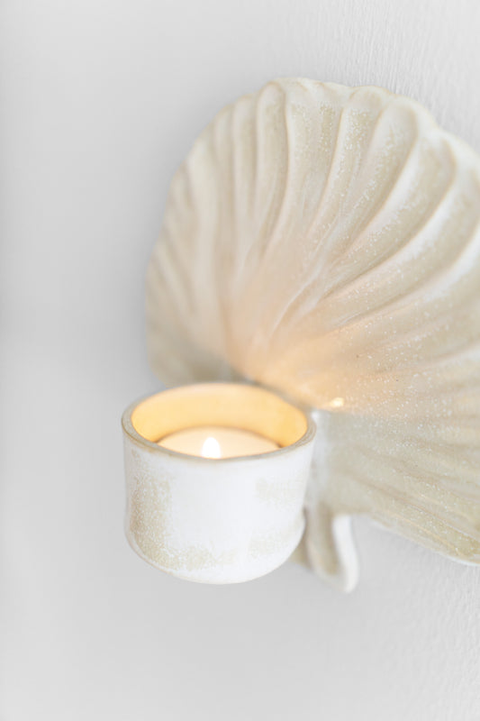 Shell Candle Holder White Frost