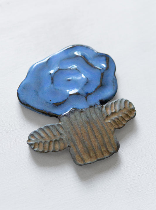 Small Flower Bright Blue Beige